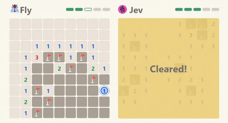 A fly connectome and Jev racing up a mine ladder, five Minesweeper boards each, side by side